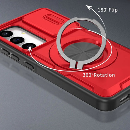 2-in-1 Magnetic Sliding Lens Case, Red for Samsung S24