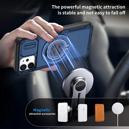 2-in-1 Magnetic Sliding Lens Case, Blue for iPhone 12