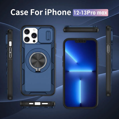 2-in-1 Magnetic Sliding Lens Case, Blue for iPhone 12 Pro Max