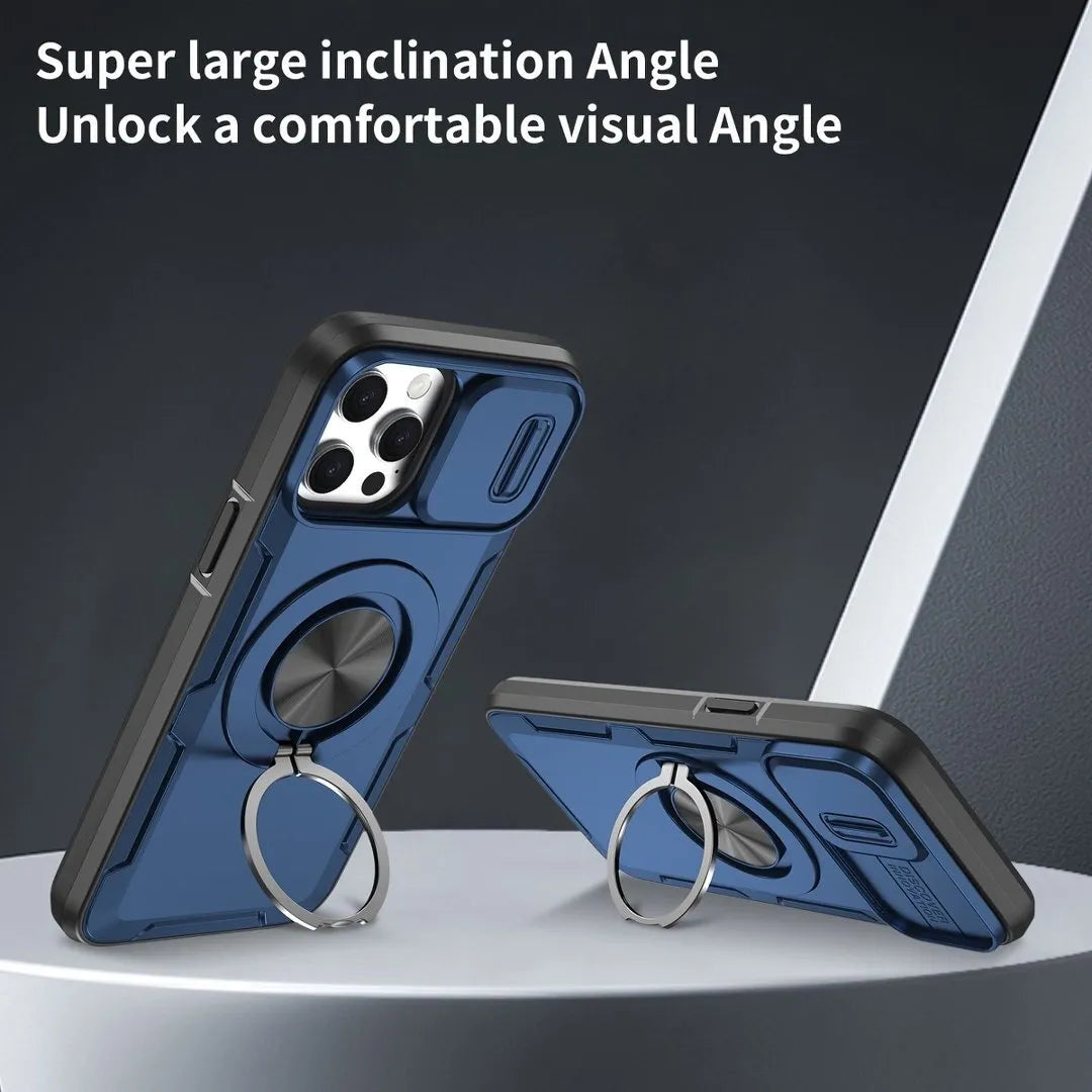 2-in-1 Magnetic Sliding Lens Case, Blue for iPhone 13 Pro Max