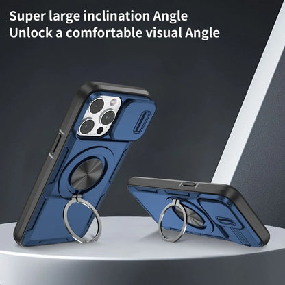 2-in-1 Magnetic Sliding Lens Case, Orange for iPhone 14 Pro Max
