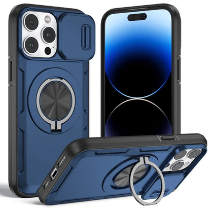 2-in-1 Magnetic Sliding Lens Case, Orange for iPhone 14 Pro