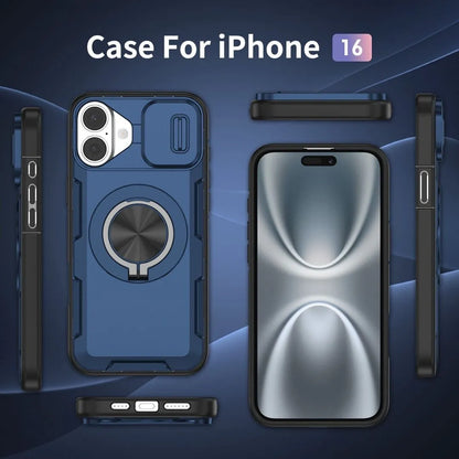 2-in-1 Magnetic Sliding Lens Case, Blue for iPhone 16
