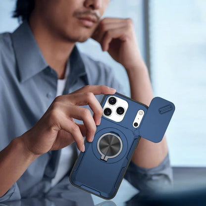 2-in-1 Magnetic Sliding Lens Case, Blue for iPhone 17 Pro Max
