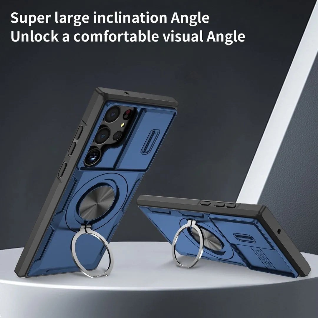 2-in-1 Magnetic Sliding Lens Case, Blue for  Samsung S23Ultra