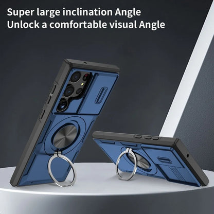 2-in-1 Magnetic Sliding Lens Case, Blue for  Samsung S23Ultra