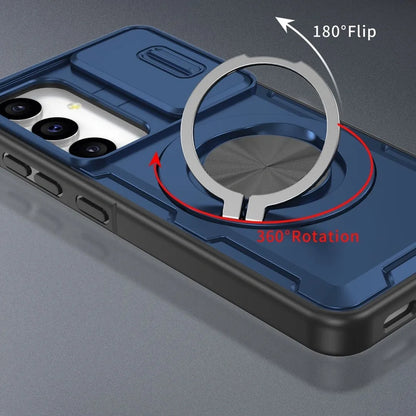 2-in-1 Magnetic Sliding Lens Case, Blue for  Samsung S24