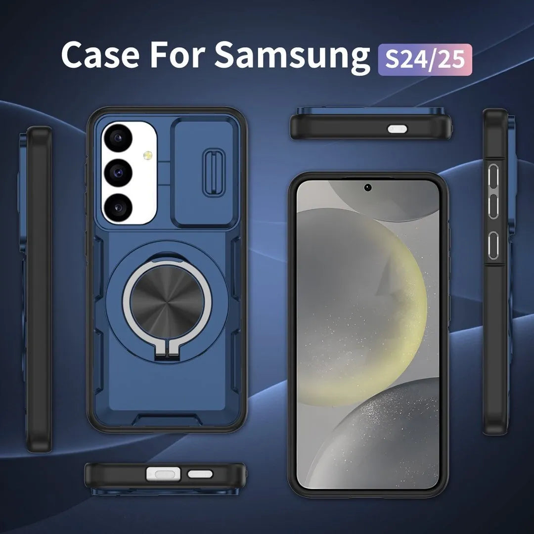 2-in-1 Magnetic Sliding Lens Case, Blue for  Samsung S25