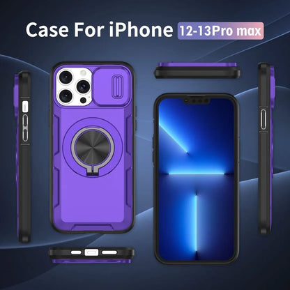 2-in-1 Magnetic Sliding Lens Case, Purple for iPhone 12 Pro Max
