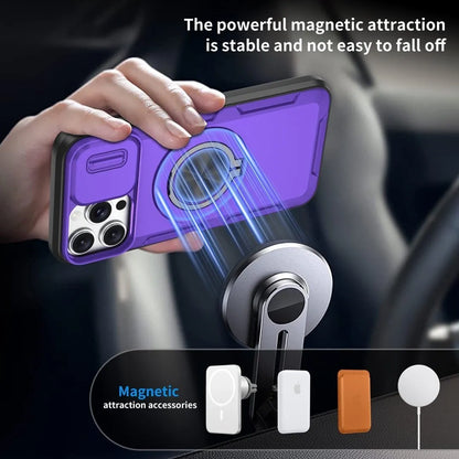2-in-1 Magnetic Sliding Lens Case, Purple for iPhone 12 Pro