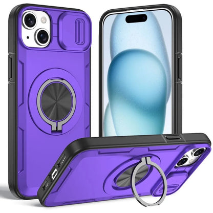 2-in-1 Magnetic Sliding Lens Case, Purple for iPhone 15 Plus