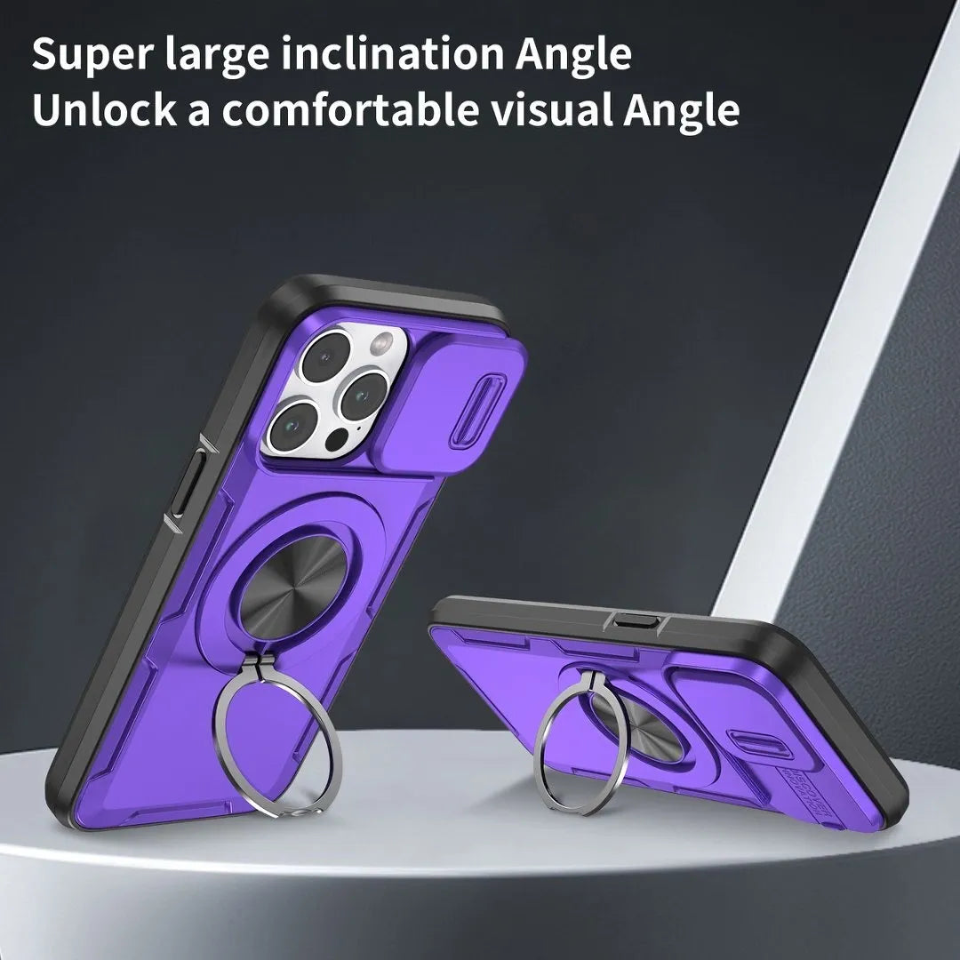 2-in-1 Magnetic Sliding Lens Case, Purple for iPhone 15Pro Max