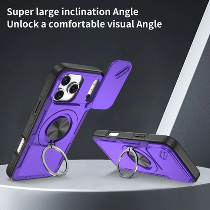 2-in-1 Magnetic Sliding Lens Case, Purple for iPhone 17 Pro Max