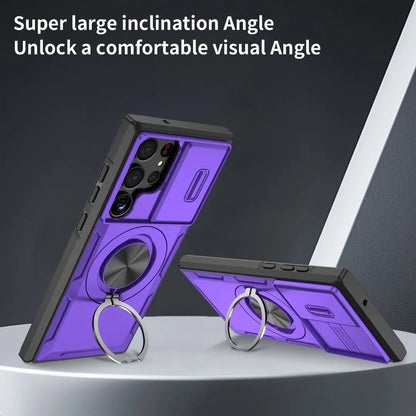 2-in-1 Magnetic Sliding Lens Case, Purple for Samsung S23Ultra