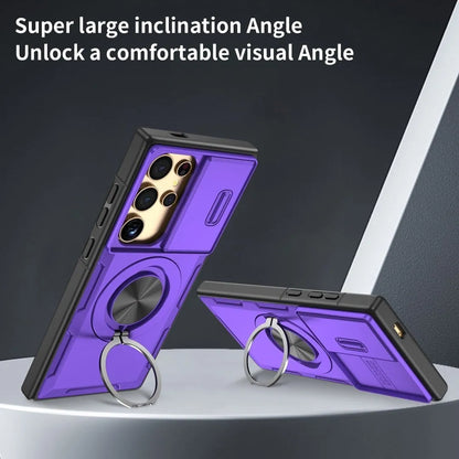 2-in-1 Magnetic Sliding Lens Case, Purple for Samsung S24Ultra