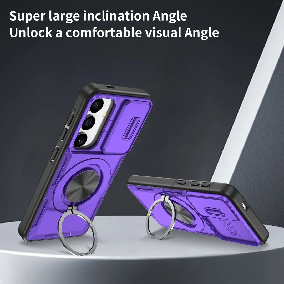 2-in-1 Magnetic Sliding Lens Case, Purple for Samsung S25