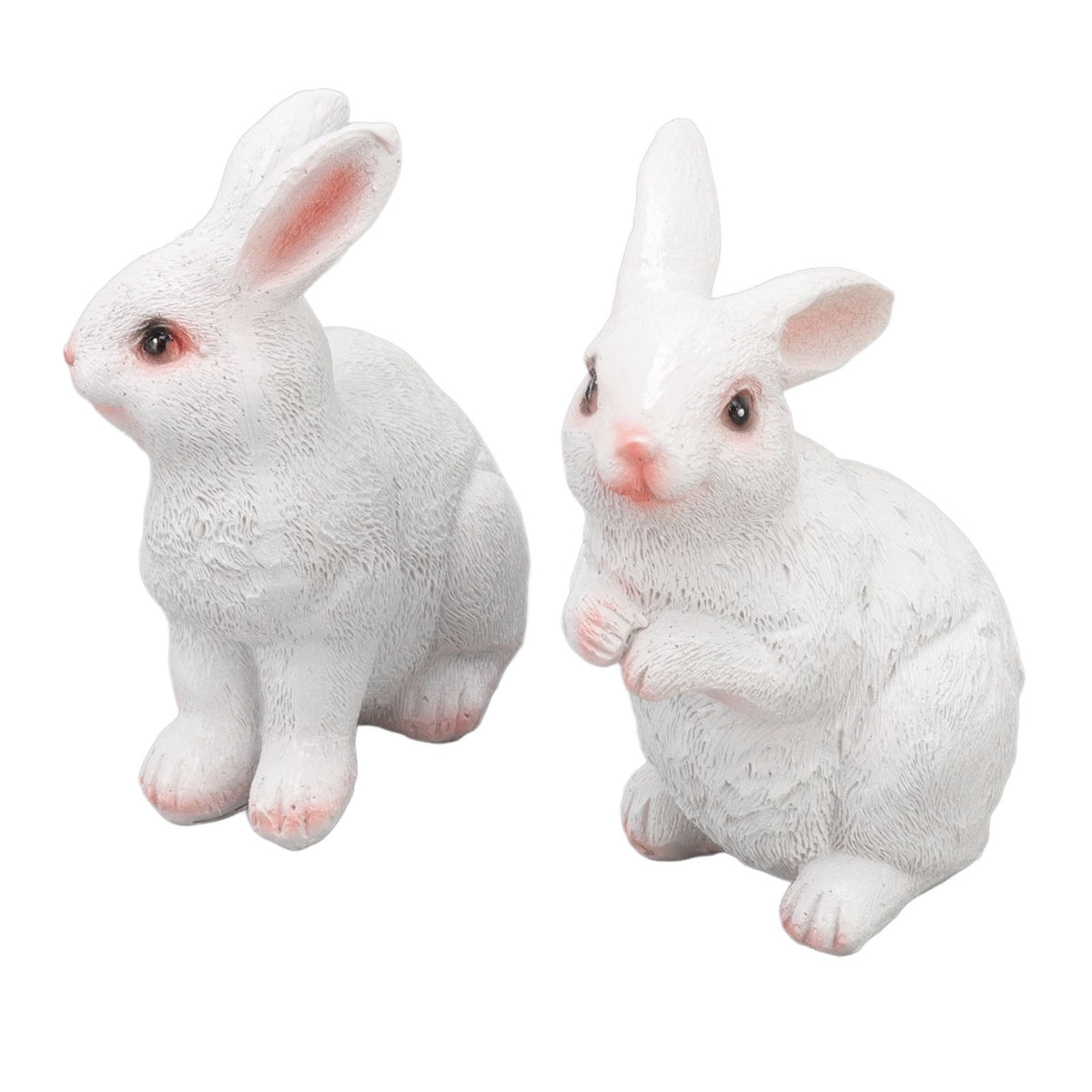 One Pair Garden Statues Rabbit Synthetic Resin Outdoor Craft Sculpture for Home Patio