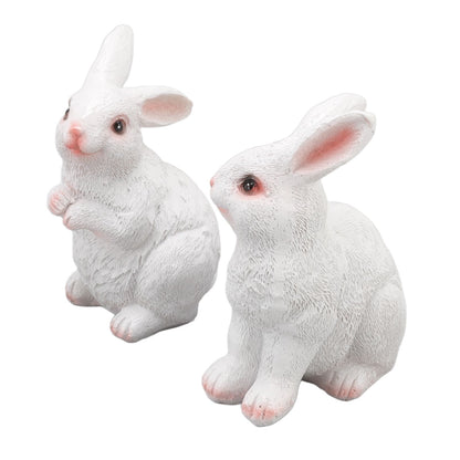 One Pair Garden Statues Rabbit Synthetic Resin Outdoor Craft Sculpture for Home Patio