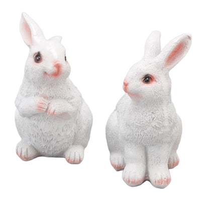 One Pair Garden Statues Rabbit Synthetic Resin Outdoor Craft Sculpture for Home Patio