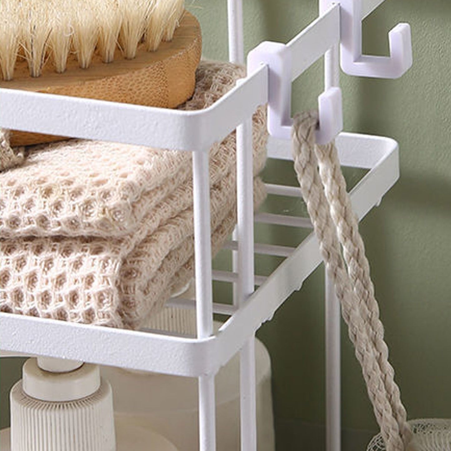 Toilet Shelf Thickening Waterproof Large Capacity Nail Free Installation Iron Over Toilet Bathroom Organizer Single Layer White