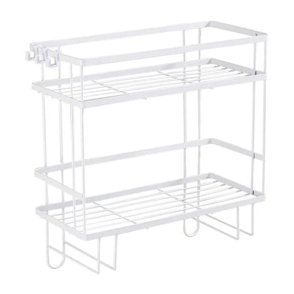 Toilet Shelf Thickening Waterproof Large Capacity Nail Free Installation Iron Over Toilet Bathroom Organizer Double Layer White