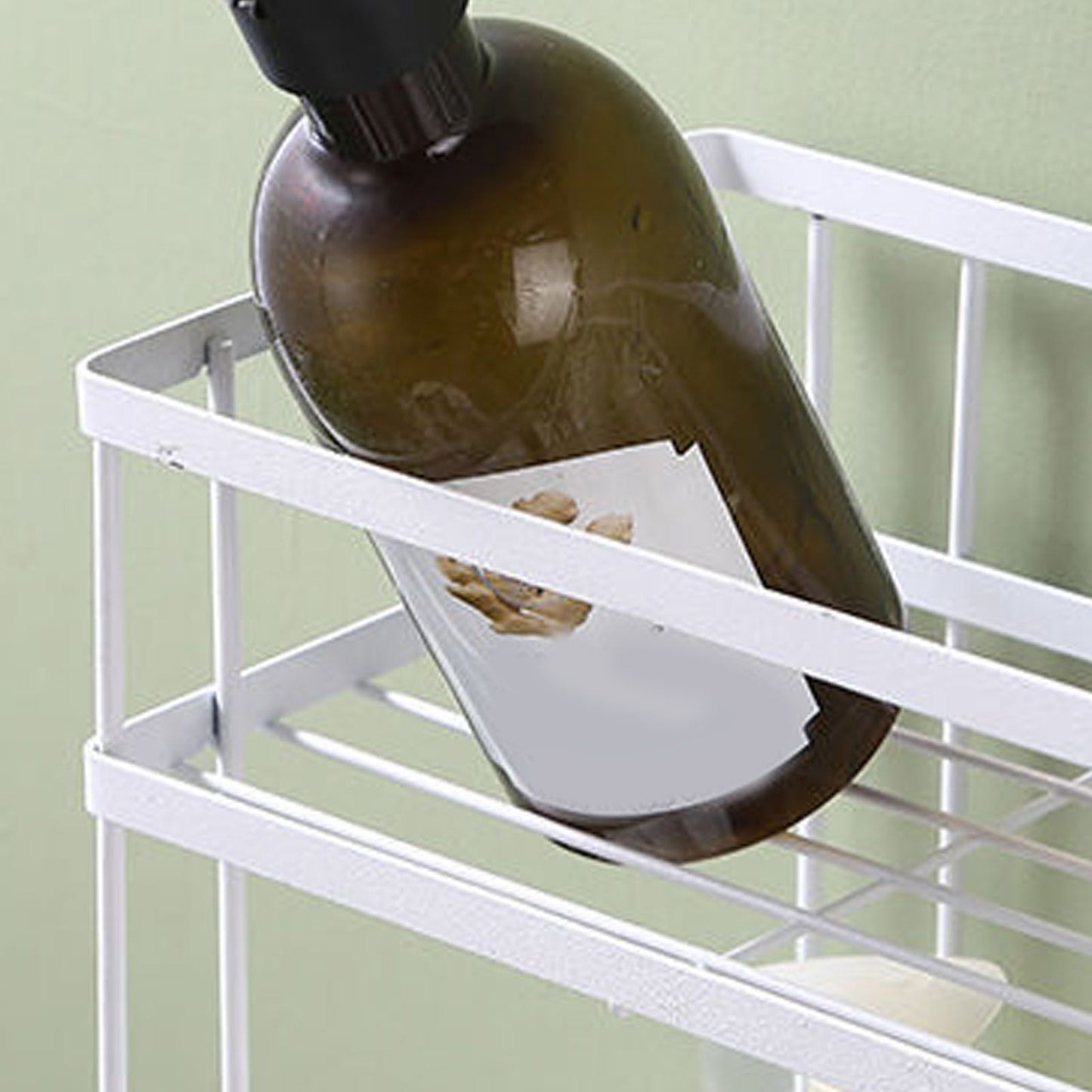 Toilet Shelf Thickening Waterproof Large Capacity Nail Free Installation Iron Over Toilet Bathroom Organizer Double Layer White