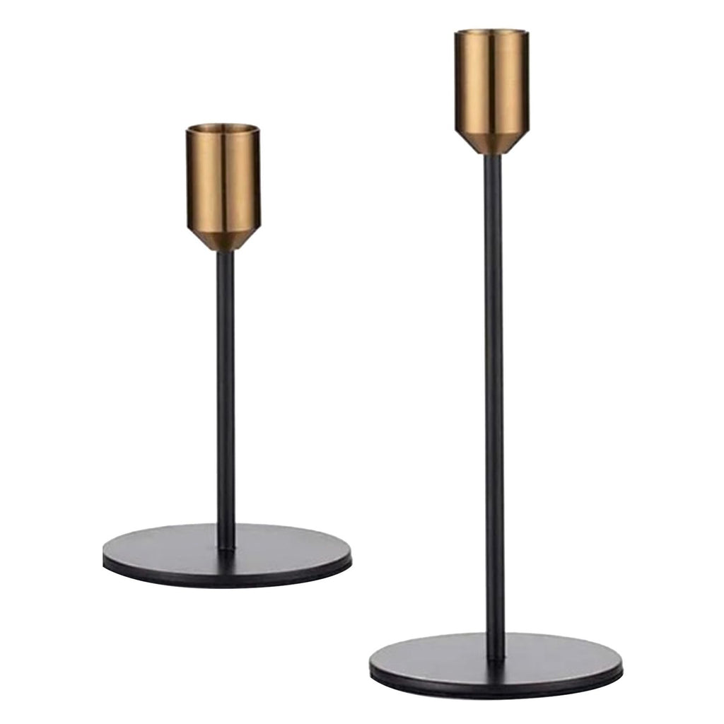 2 Pcs Metal Candle Holder Simple Modern Design Antique Black Candlestick Decoration for Home Wedding