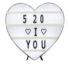 Cinema Light Box Black Heart Shaped LED Light Up Light Box with Coloured Alphabet Stickers