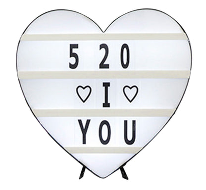 Cinema Light Box Black Heart Shaped LED Light Up Light Box with Coloured Alphabet Stickers