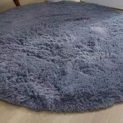 Floor Carpet Polyester Fiber Round Nordic Style Long Plush Soft Shaggy Rug for Home Bedroom Grey