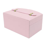 Travel Jewelry Case Portable 2 Layers PU Leather Jewelry Storage Holder Box with Clasp and Handle for Earrings Necklace Pink