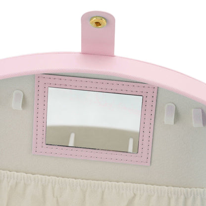Travel Jewelry Case Portable 2 Layers PU Leather Jewelry Storage Holder Box with Clasp and Handle for Earrings Necklace Pink