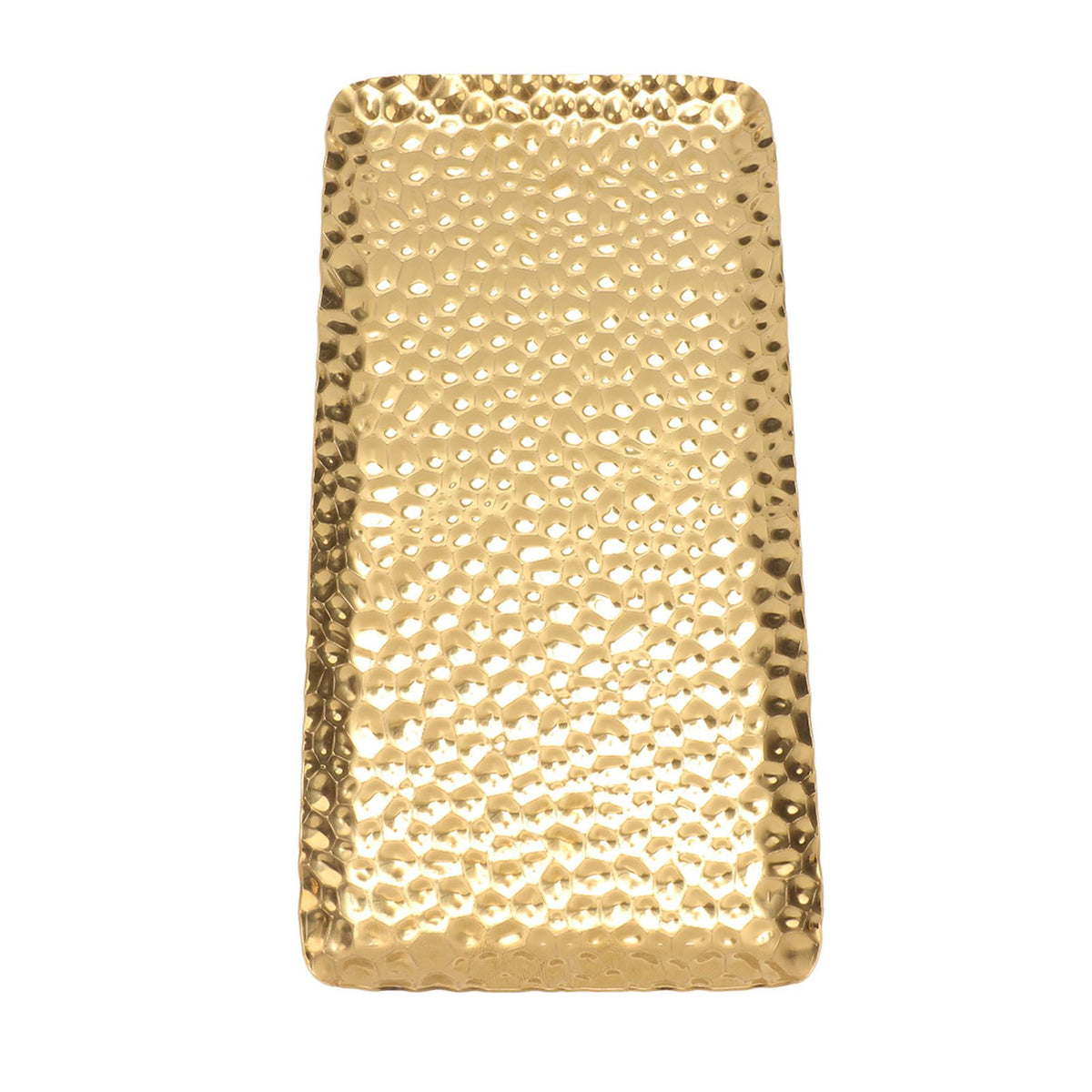 Hammered Tray Exquisite Odorless Stainless Steel Serving Tray for Living Room Bedroom Kitchen Bathroom 19.5x9.5cm Gold