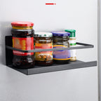 2pcs Magnetic Spice Rack Refrigerator Storage Rack Multi Function Kitchen Storage Shelves Rack Black
