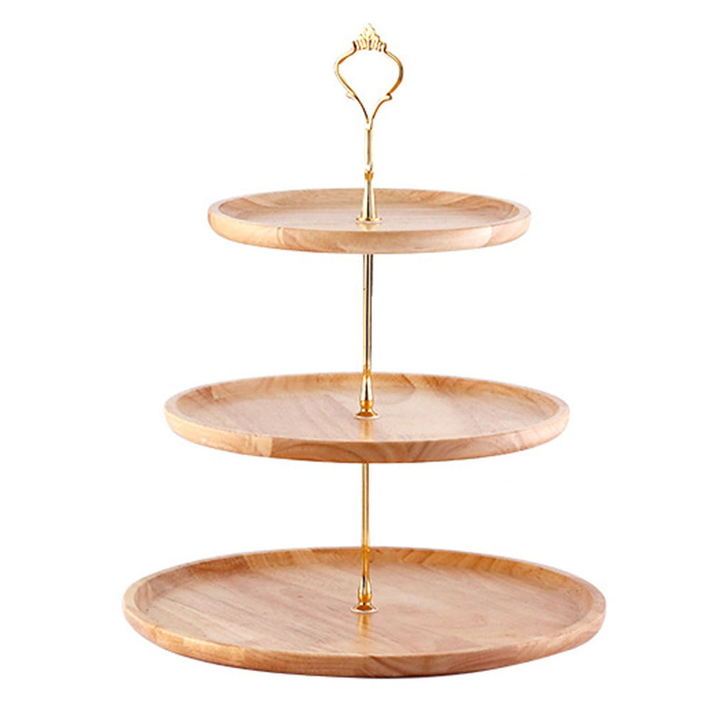 Fruit Plate Wood Natural Textured Simple Elegant Strong Durable Food Tray Cake Fruit Serving Tray 20+25+30cm Three Layers