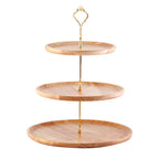 Fruit Plate Wood Natural Textured Simple Elegant Strong Durable Food Tray Cake Fruit Serving Tray 20+25+30cm Three Layers