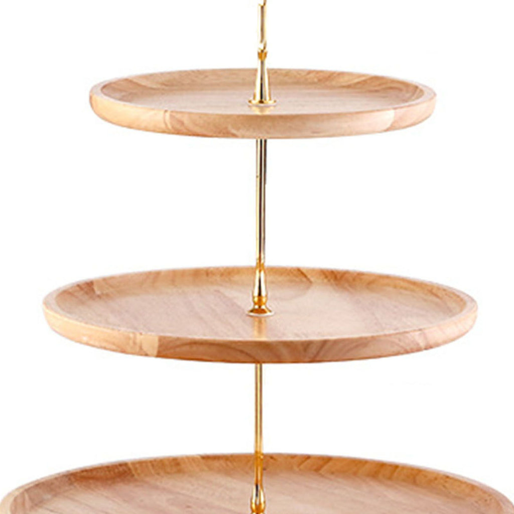 Fruit Plate Wood Natural Textured Simple Elegant Strong Durable Food Tray Cake Fruit Serving Tray 20+25+30cm Three Layers