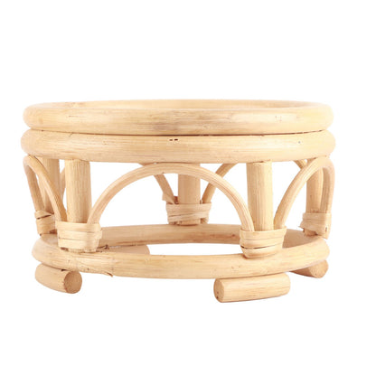Rattan Indoor Plant Stand Round Shape Natural Plant Rack Handmade Rattan Planter Stand for Home Garden Yard Small