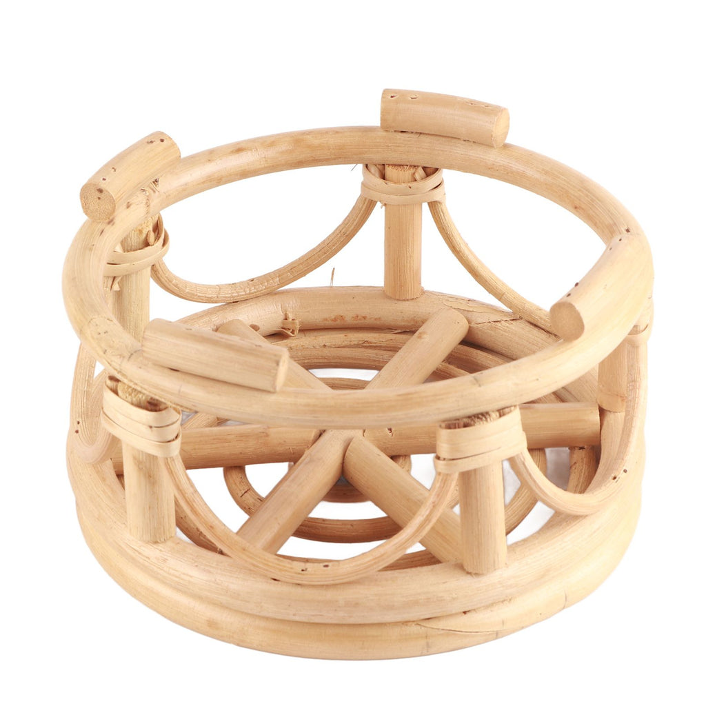 Rattan Indoor Plant Stand Round Shape Natural Plant Rack Handmade Rattan Planter Stand for Home Garden Yard Small