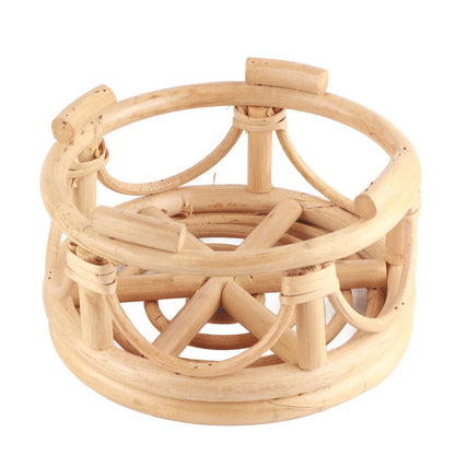 Rattan Indoor Plant Stand Round Shape Natural Plant Rack Handmade Rattan Planter Stand for Home Garden Yard Small