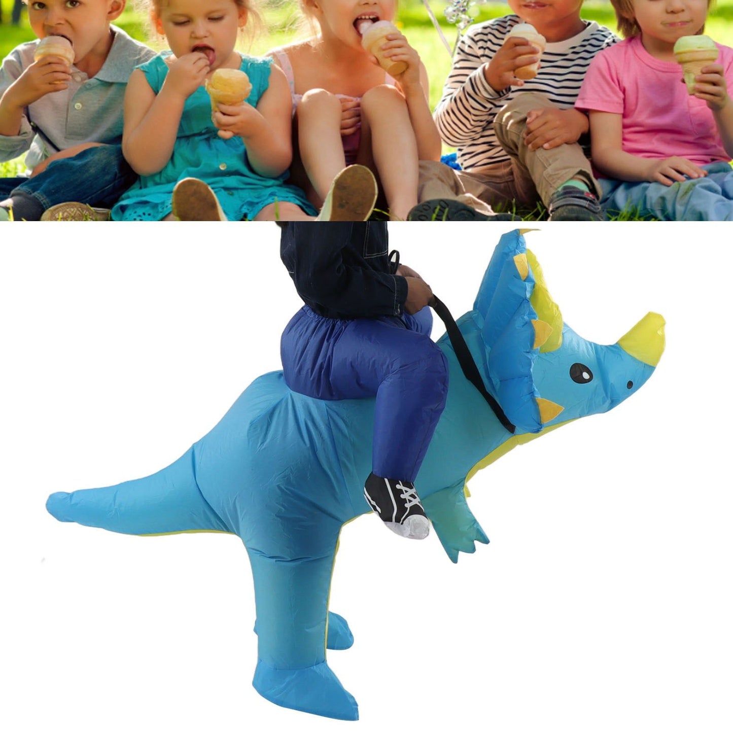 Inflatable Dinosaur Costume Halloween Cosplay Costume Party Riding Triangle Dinosaur Inflatable Doll Suit Children 90‑120cm