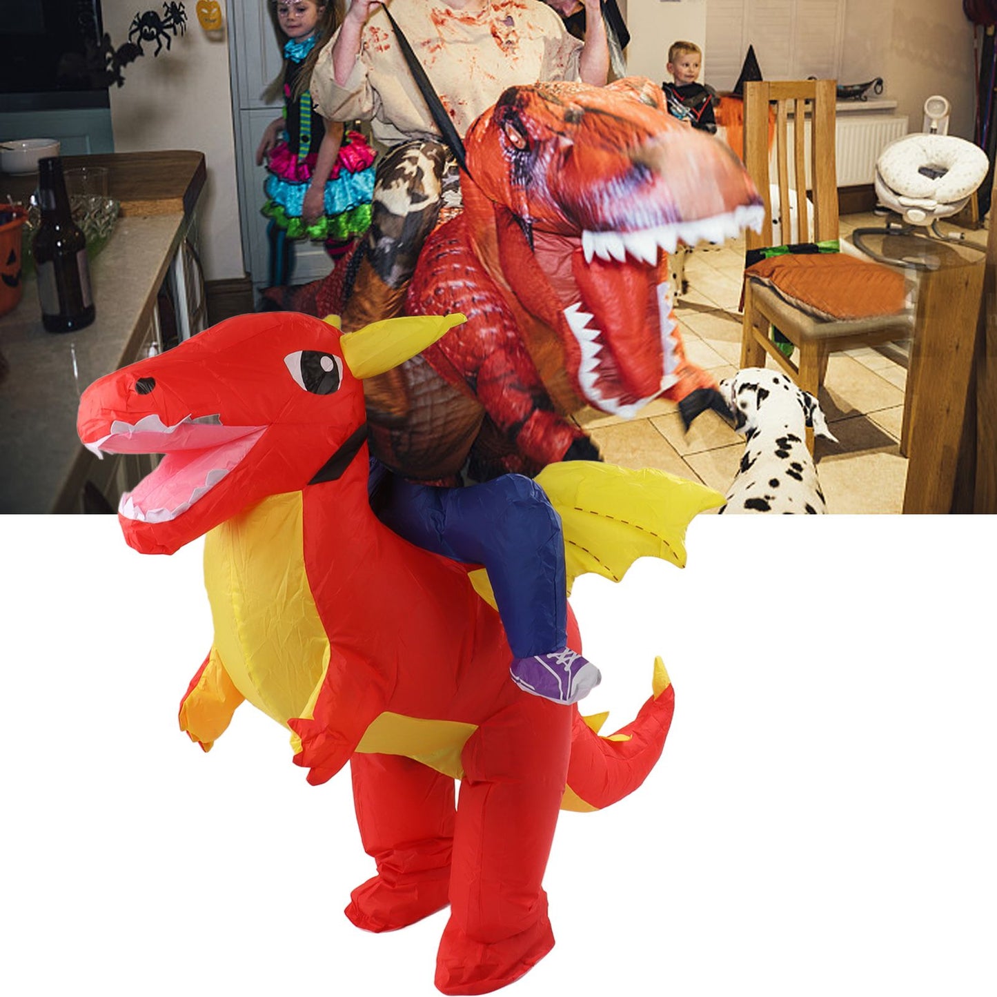 Inflatable Costume Dinosaur Riding Funny Costume Riding Blow Up Costume For Indoor Outdoor Adult 150‑190cm