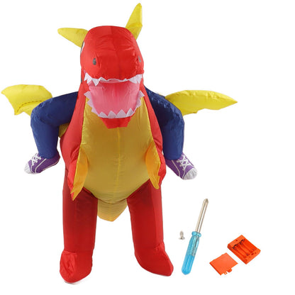 Inflatable Costume Dinosaur Riding Funny Costume Riding Blow Up Costume For Indoor Outdoor Middle Child 120-140cm