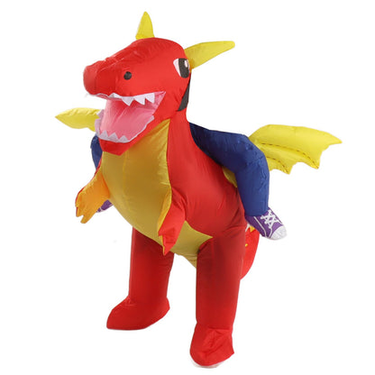 Inflatable Costume Dinosaur Riding Funny Costume Riding Blow Up Costume For Indoor Outdoor Middle Child 120-140cm