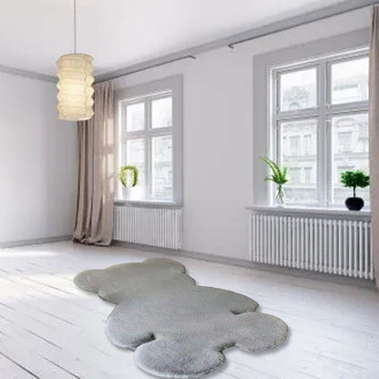 Cute Bedroom Rug Soft Bear Shaped Shaggy Floor Mat for Kids Teen Girls Room Floor Living Room Gray 45x60