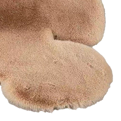 Cute Bedroom Rug Soft Bear Shaped Shaggy Floor Mat for Kids Teen Girls Room Floor Living Room Khaki 45x60