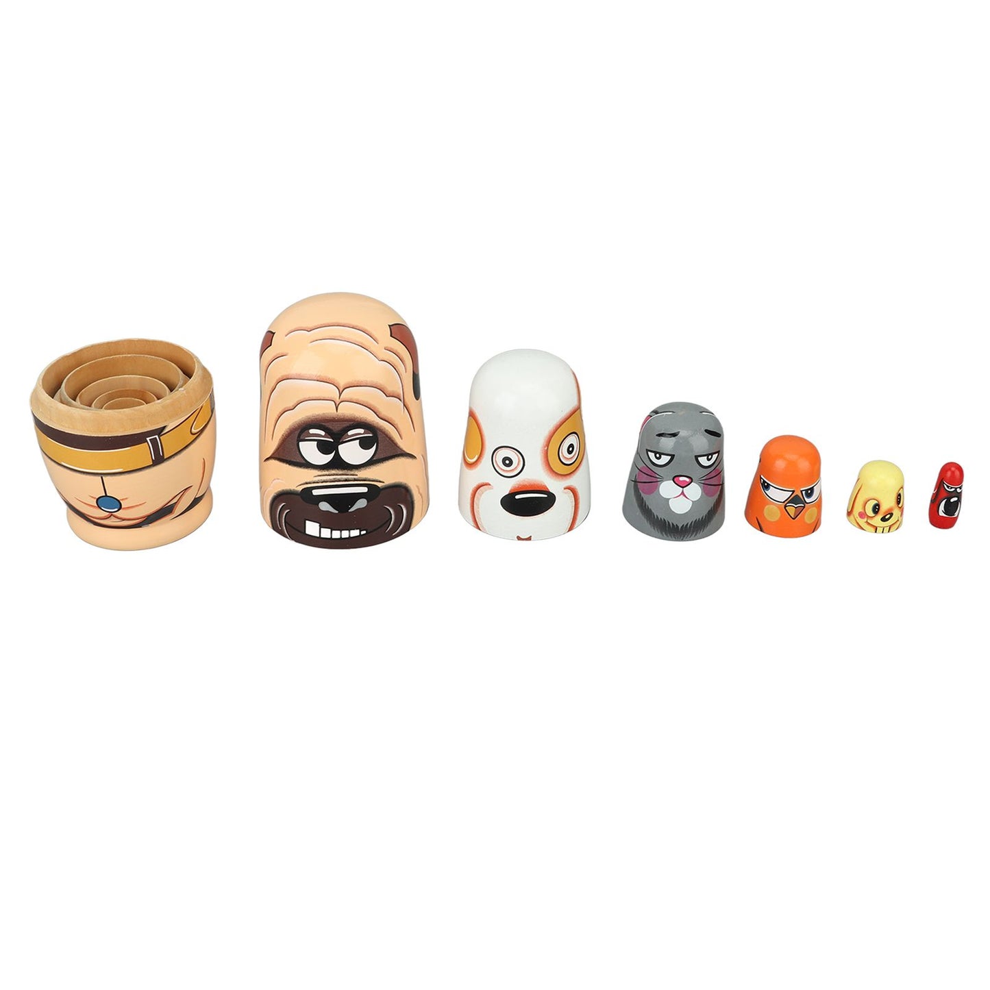 6PCS Dog Nesting Dolls Wooden Handmade Decorative Russian Nesting Doll Toy for Kids Christmas Birthday Wishing Gift