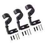 3PCS Adjustable Curtain Rod Brackets Iron Curtain Rod Support Hanger for Wall Black