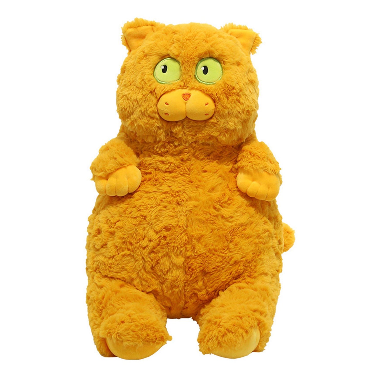Cat Plush Toy Cute Soft Skin Friendly Fluffy Staring Short Plush Cat Hugging Sleeping Pillow for Home Brown
