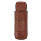 Cigar Case Holder PU Leather Brown 2 Finger Cigar Carrying Case with Front Pocket Portable for Anniversary Father's Day Gift
